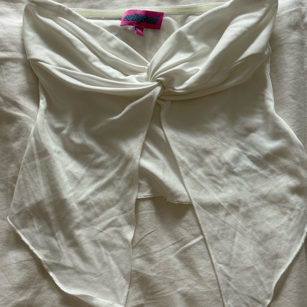 Edikted Cream Off-Shoulder Top